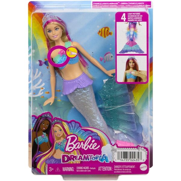 Barbie Dreamtopia Malibu Zauberlicht Meerjungfrau mit bunten Lichtern für Kinder