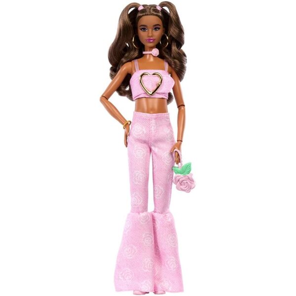 Barbie Deluxe Style Pinke Jeanspuppe mit Blumenaccessoires und Schlagjeans