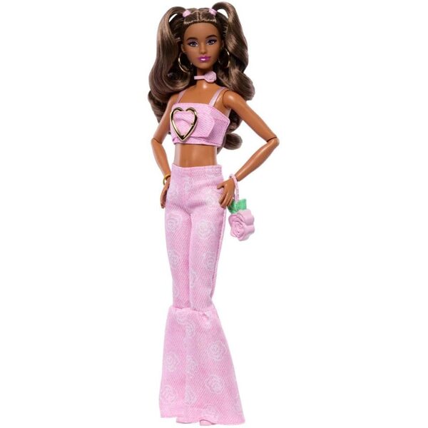 Barbie Deluxe Style Pinke Jeanspuppe mit Blumenaccessoires und Schlagjeans