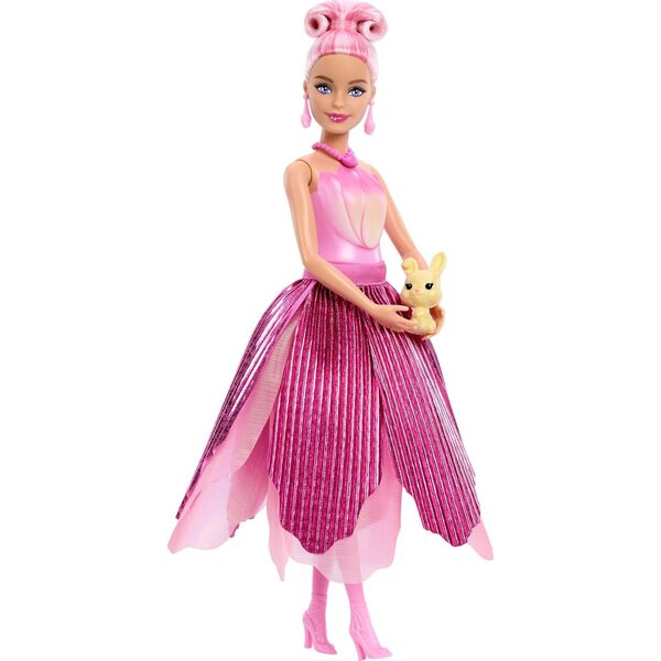 Barbie Petal Pop Duftpuppe im rosa Tulpenkleid mit Accessoires und Überraschungen