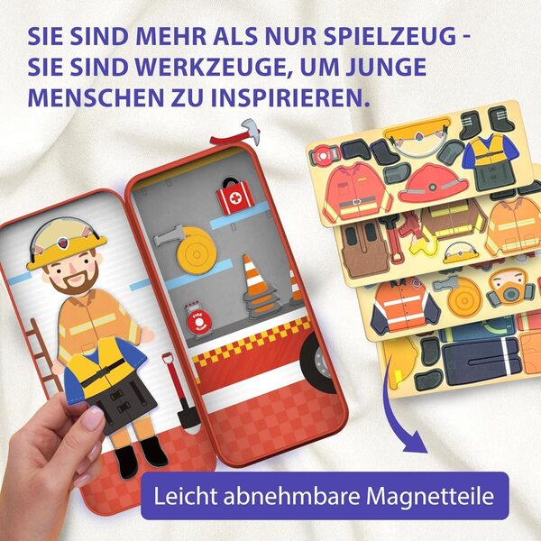 mierEdu Magnetspiel Box Feuerwehrmann per Bambini - Gioco Magnetico Educativo 3+ Anni