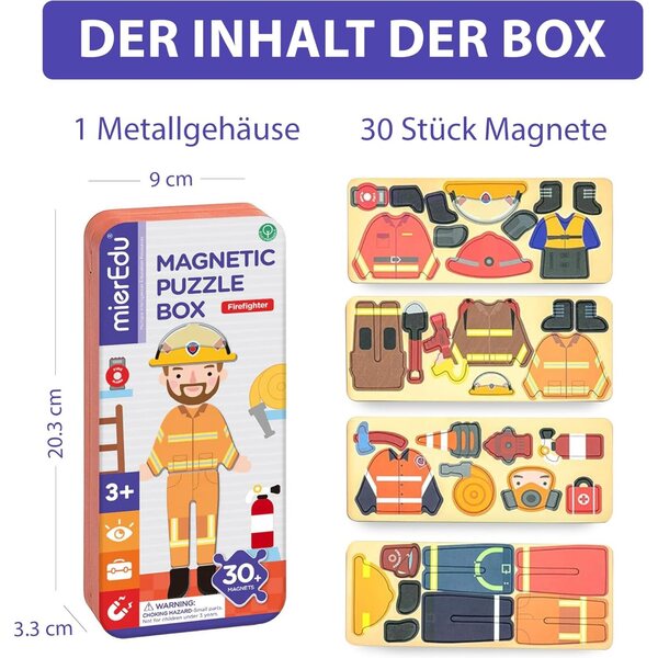 mierEdu Magnetspiel Box Feuerwehrmann per Bambini - Gioco Magnetico Educativo 3+ Anni