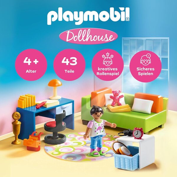 PLAYMOBIL Dollhouse 70209 - Jugendzimmer con Figura Femminile e Accessori, dai 4 Anni
