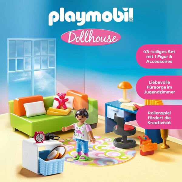 PLAYMOBIL Dollhouse 70209 - Jugendzimmer con Figura Femminile e Accessori, dai 4 Anni