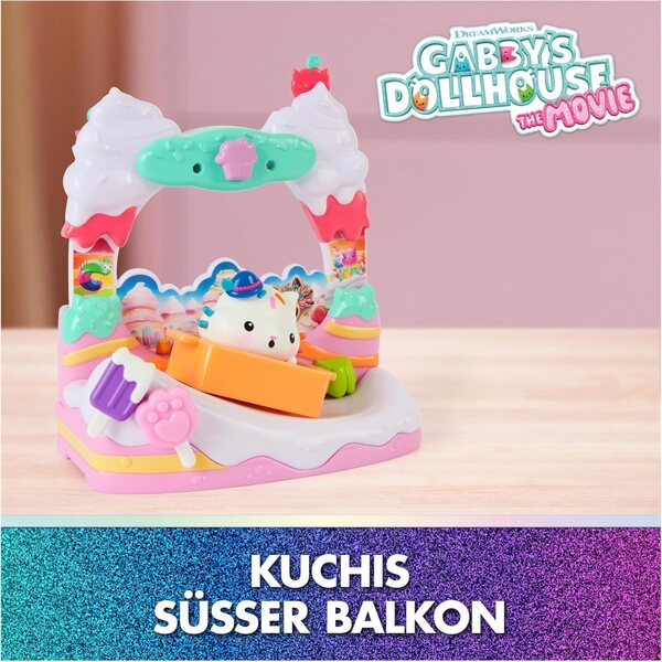 DREAMWORKS GABBY'S DOLLHOUSE: Der Film – Spielset mit Balkon und Kuchi-Figur für Kinder ab 3 Jahren