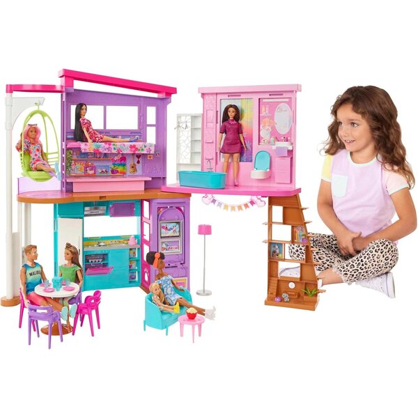 Barbie Casa delle Vacanze con 6 Aree di Gioco e Accessori - Gioco Creativo per Bambini