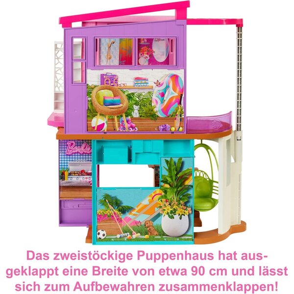 Barbie Casa delle Vacanze con 6 Aree di Gioco e Accessori - Gioco Creativo per Bambini