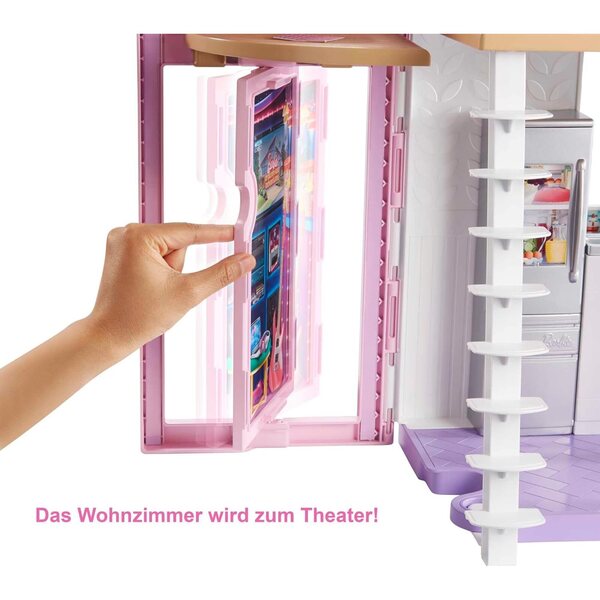 Barbie Malibu Casa da Sogno con 6 Stanze, 25 Accessori e Funzioni per Bambini 3+