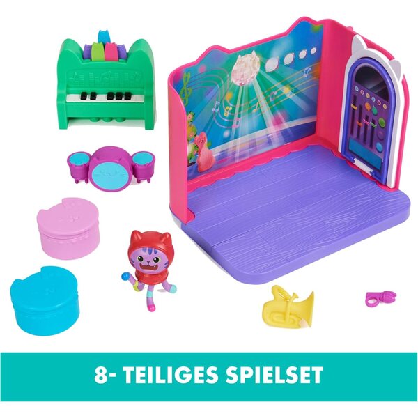 DREAMWORKS GABBY'S DOLLHOUSE - Deluxe Groovy Music Room con DJ Katzenminze e accessori, 3+ anni
