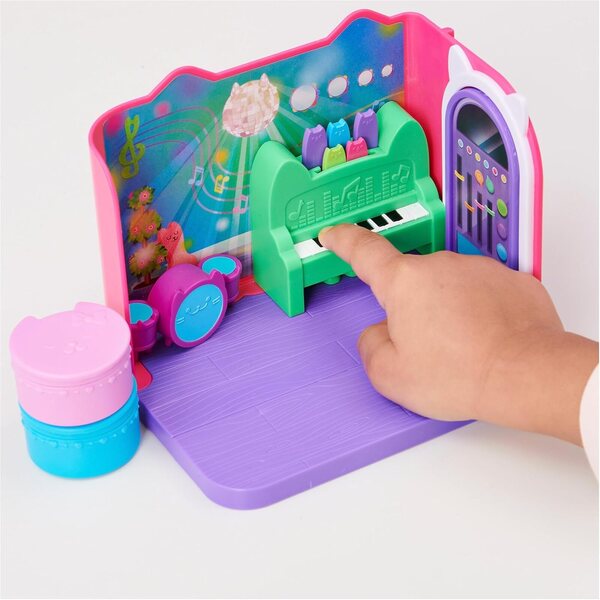 DREAMWORKS GABBY'S DOLLHOUSE - Deluxe Groovy Music Room con DJ Katzenminze e accessori, 3+ anni