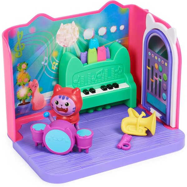 DREAMWORKS GABBY'S DOLLHOUSE - Deluxe Groovy Music Room con DJ Katzenminze e accessori, 3+ anni