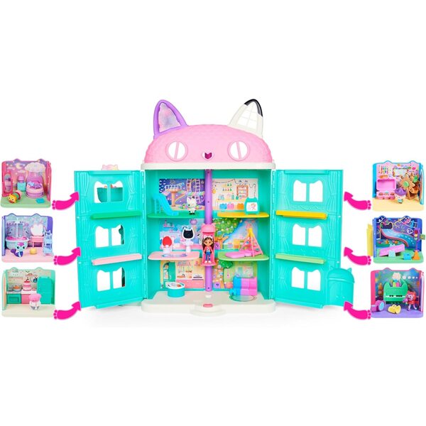 DREAMWORKS GABBY'S DOLLHOUSE - Deluxe Groovy Music Room con DJ Katzenminze e accessori, 3+ anni