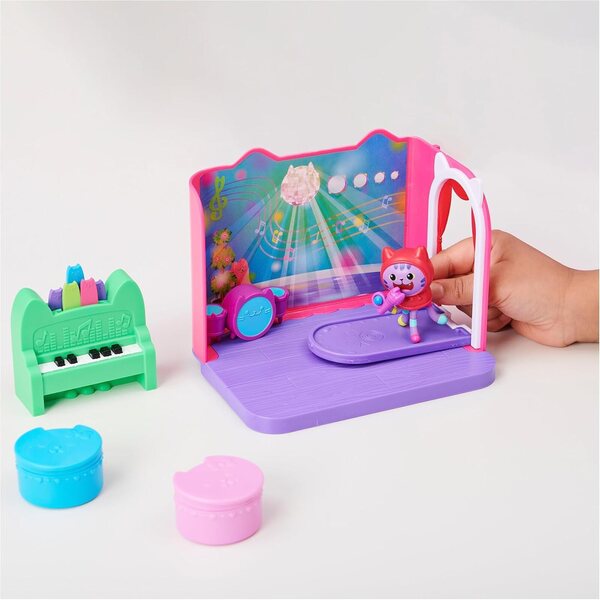 DREAMWORKS GABBY'S DOLLHOUSE - Deluxe Groovy Music Room con DJ Katzenminze e accessori, 3+ anni