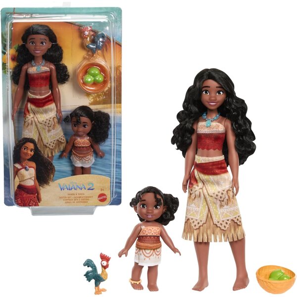 Mattel Disney Vaiana 2 Set mit 2 Puppen mit Zubehör und Haustier Heihei