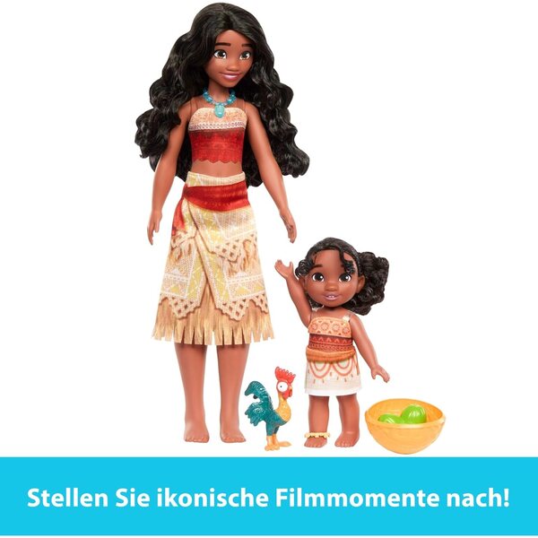 Mattel Disney Vaiana 2 Set mit 2 Puppen mit Zubehör und Haustier Heihei