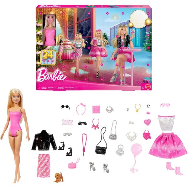 Barbie Calendario Avvento con 24 vestiti, accessori e cucciolo per bambine