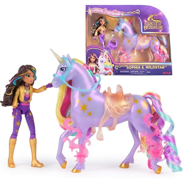 Unicorn Academy Sophia und Wildstar Pferd mit Originalzubehör 12 cm für Kinder