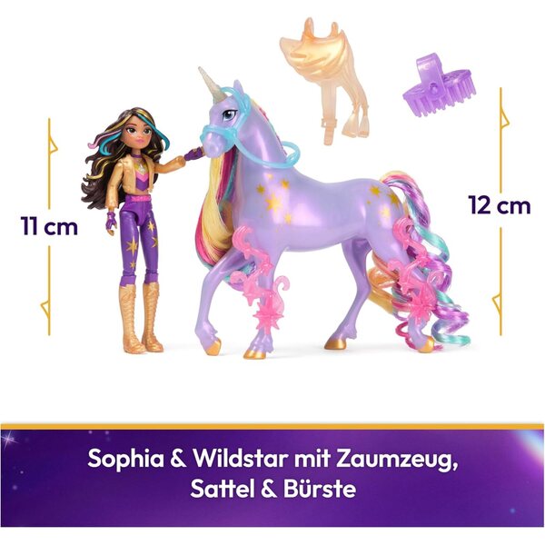 Unicorn Academy Sophia und Wildstar Pferd mit Originalzubehör 12 cm für Kinder