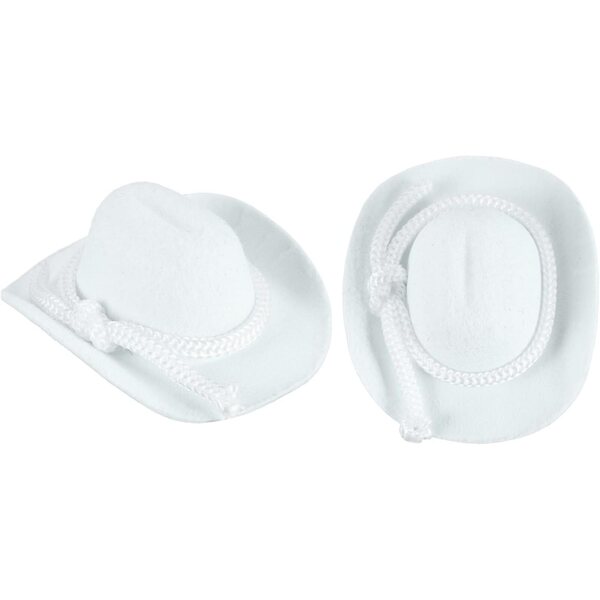 Set 2 Mini Cowboy Cappelli Bianchi in Velluto per Decorazioni e casa delle bambole
