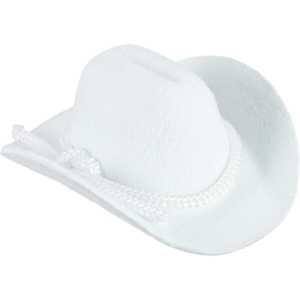 Mini Cappelli Cowboy Bianchi in Velluto per Pupazzi e Decorazioni Western