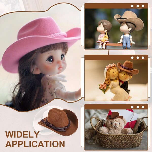 Mini Cappelli Cowboy Bianchi in Velluto per Pupazzi e Decorazioni Western