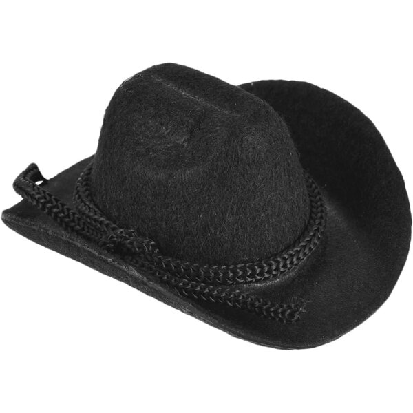 Mini Cowboy Cappelli Neri in Velluto per Bambole e Decorazioni Western