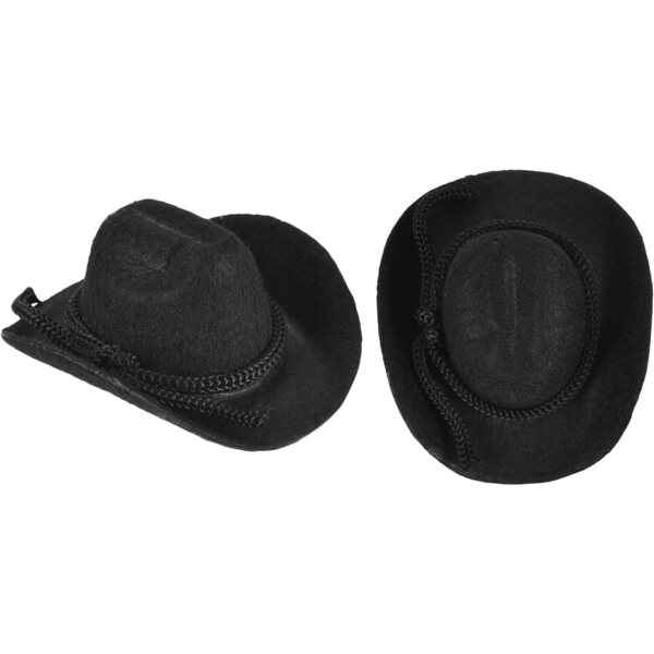 PATIKIL 2 Mini Cowboy Cappelli Neri in Velluto per Decorazioni e Bambole