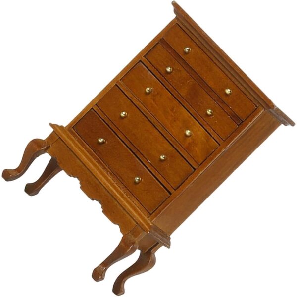 Mini cassettiera a 5 cassetti in legno per casa delle bambole scala 1:12, marrone