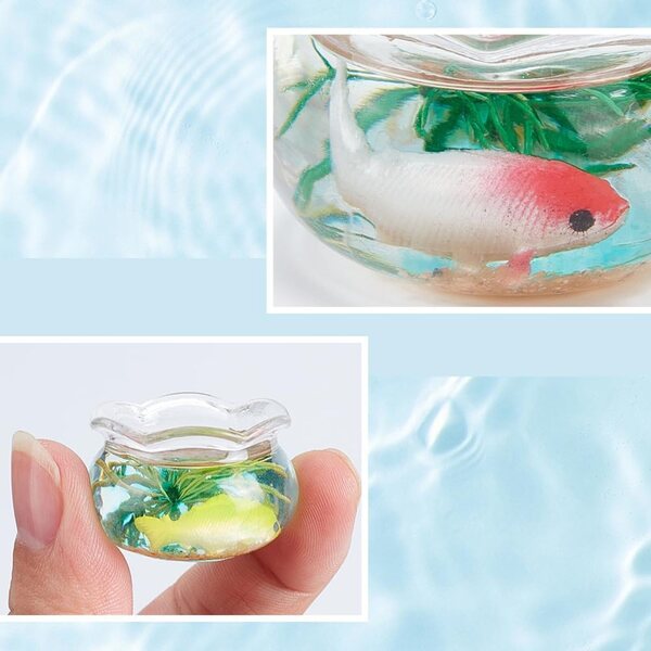 MINI-AQUARIUM-Puppenhaus, 5-teilig, realistisches Design mit farbigen Kunststoff-Fischen