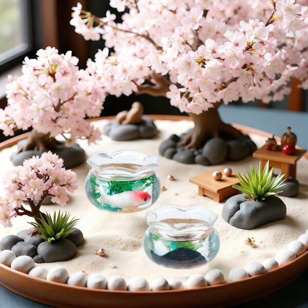 MINI-AQUARIUM-Puppenhaus, 5-teilig, realistisches Design mit farbigen Kunststoff-Fischen