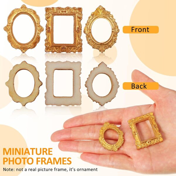 Set mit 18 Vintage-Minirahmen für Puppenhäuser aus Kunstharz, Miniaturdekorationen