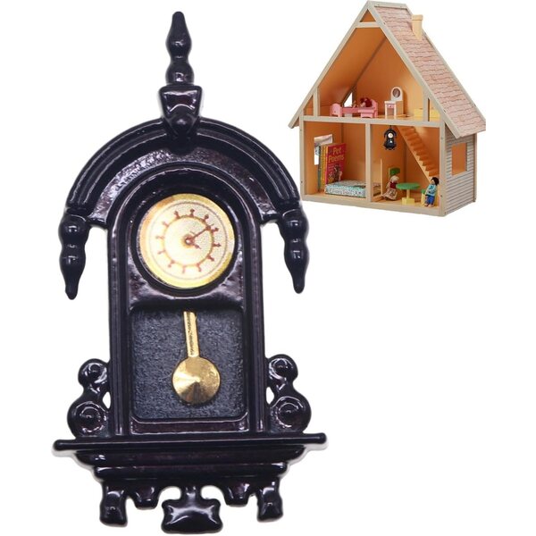Mini Orologio da Parete in Legno per Casa delle Bambole, Decorazione Realistica 3x5,5 cm