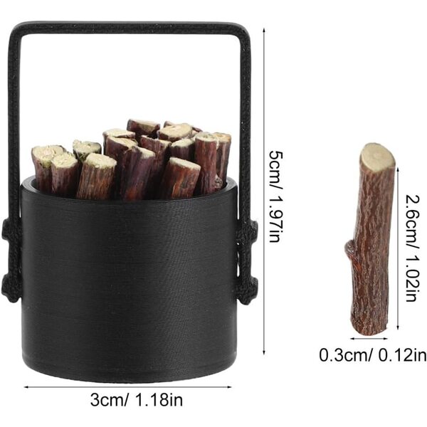 Set di cestini per legna da ardere in miniatura 1:12 di accessori camino casa delle bambole e decorazioni realistiche
