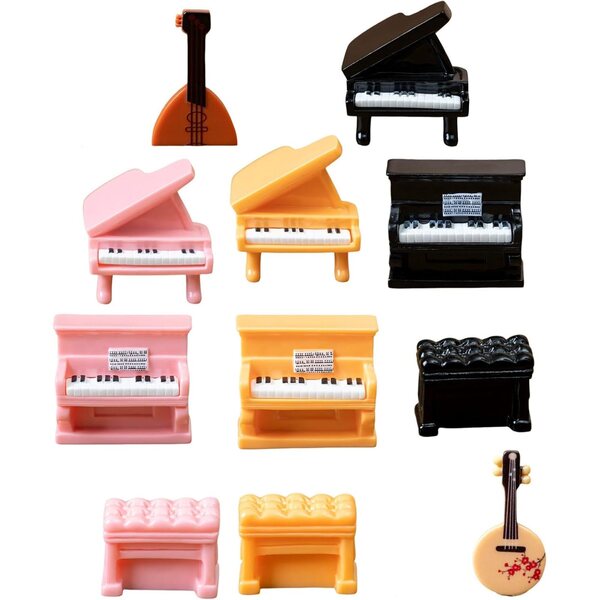 Set mit 3 Miniatur-Musikinstrumenten aus Kunstharz für Dekorationen und kreative Projekte