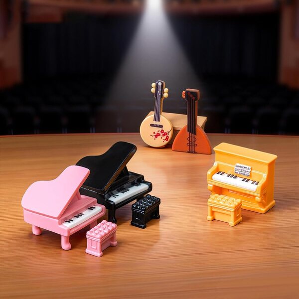 Mini-Musikinstrumente aus Kunstharz für Heimdekorationen und Miniaturzubehör, 3 Stück