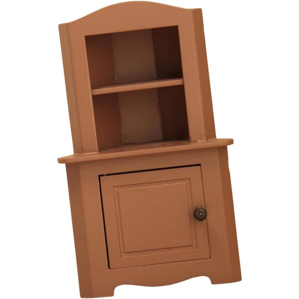 Miniatura mobile angolare in legno per casa delle bambole con porta funzionale