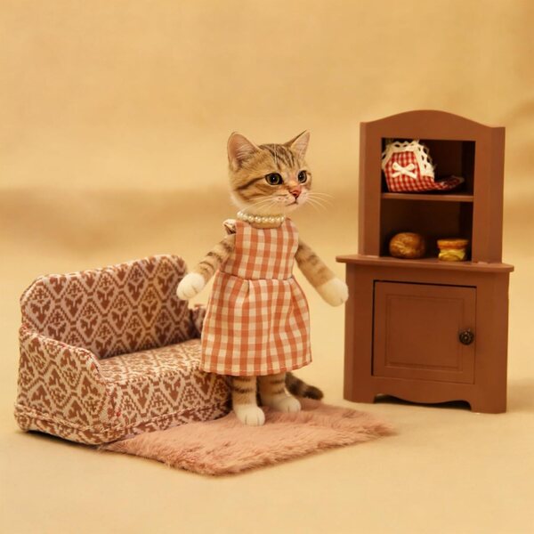 Poppenhuis houten hoekkast miniatuur met functionele deur