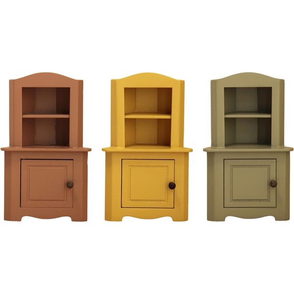 Poppenhuis houten hoekkast miniatuur met functionele deur