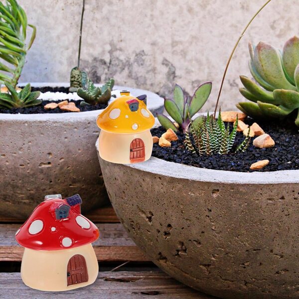 Set di 4 mini figure di casette a forma di fungo in resina - decorazione per giardino, casa delle bambole e miniatura