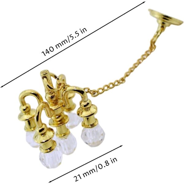 Mini Lampadario in Lega Oro per Casa delle Bambole, Accessori Illuminazione Realistici