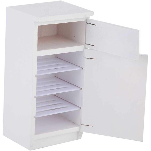 Mini Frigorifero in Legno Bianco per Casa delle Bambole 1:12, Dettagli Realistici