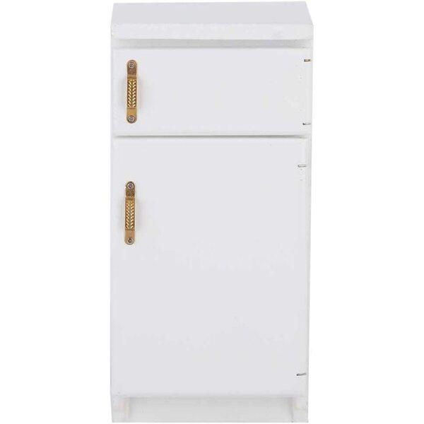 Mini Frigorifero in Legno Bianco per Casa delle Bambole 1:12, Dettagli Realistici