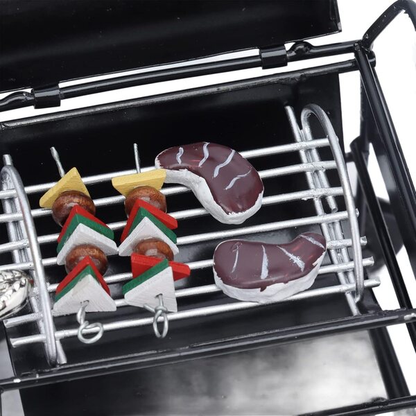 Mini BBQ Grill in Metallo 1:12 con Accessori per Cucina di Casa delle Bambole