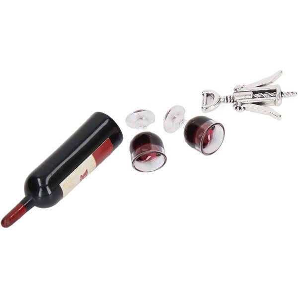 Set Miniature Vino Rosso per Case delle Bambole in Resina e Metallo 1:12