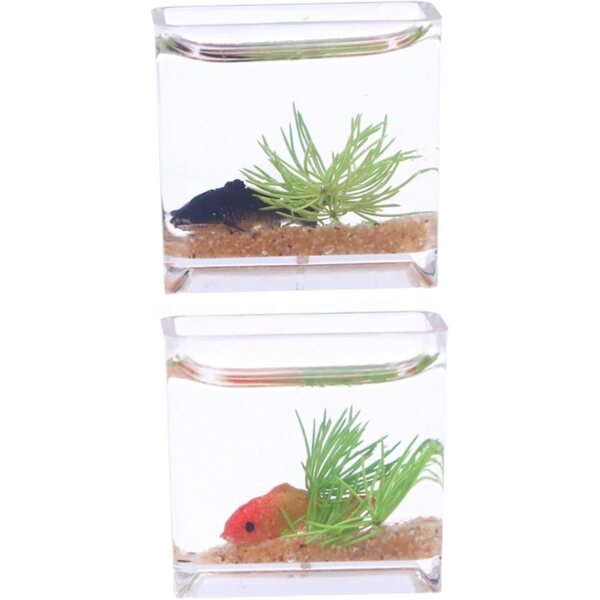 Miniaturaquarien für Puppenhäuser 1:12, 2-teiliges Set aus dekorativem, realistischem Kunstharz