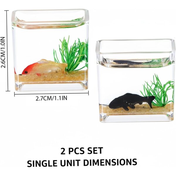 Miniaturaquarien für Puppenhäuser 1:12, 2-teiliges Set aus dekorativem, realistischem Kunstharz