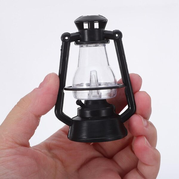 10 lampade a petrolio vintage in miniatura in nero per la casa delle bambole e le decorazioni natalizie