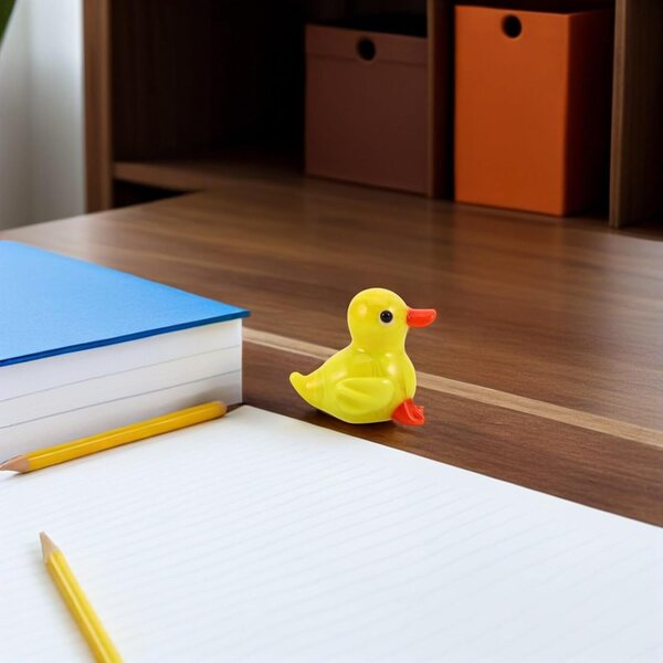 Set 4 Miniature Anatre in Vetro Soffiato Giallo per Decorazione e Regalo