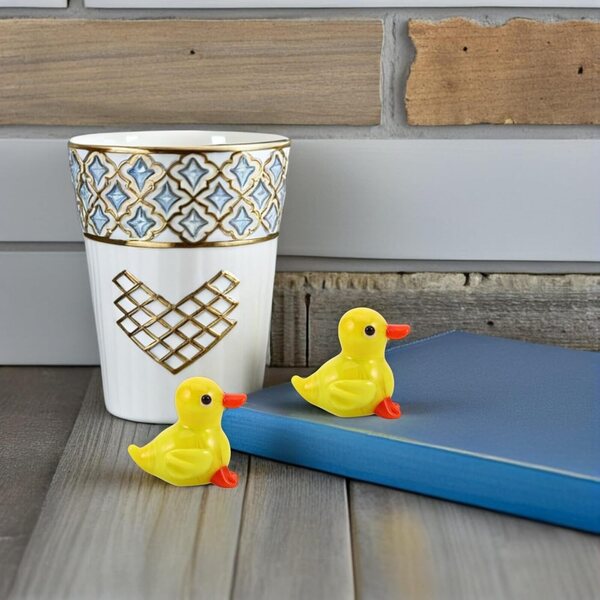 Set 4 Miniature Anatre in Vetro Soffiato Giallo per Decorazione e Regalo