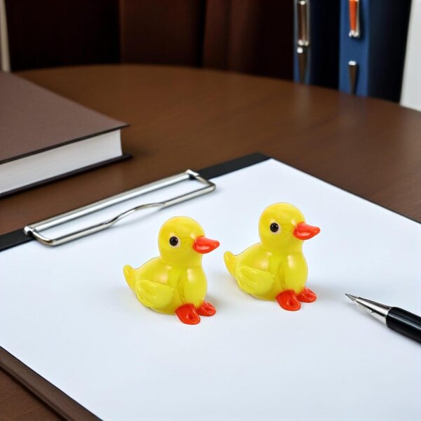 Set 4 Miniature Anatre in Vetro Soffiato Giallo per Decorazione e Regalo